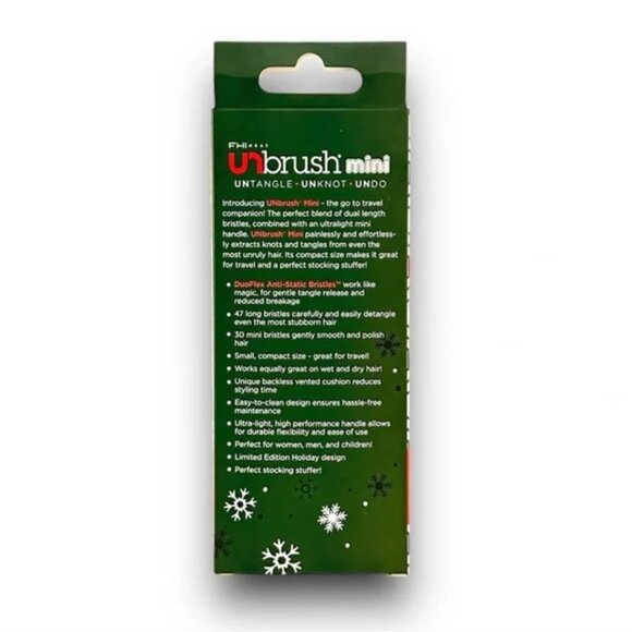 New in Box - UNbrush Detangling Hair Brush Mini Snowflakes - Sleigh Ride - Picture 5 of 6